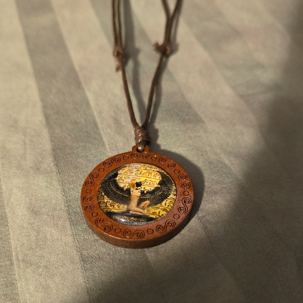 Brown and Gold Egyptian Themed Pendant Necklace